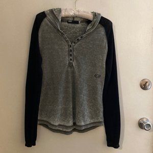 Fox thermal henley ombré burnout grunge long sleeve t-shirt hoodie